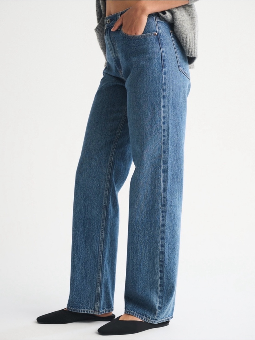 Abercrombie & Fitch High Rise Loose Jeans Size 32 14 Short Medium Wash